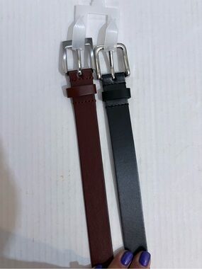 Women’s Slim Leather Belts in Black and Brown - Classic Buckle